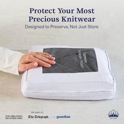 The Cashmere Choice 5 Pack Cashmere Moth Proof Garment Bags for Clothes, Sweaters, Scarves – 100% Cotton Protection Pouch – Standard Size - size: 5 Pack Standard