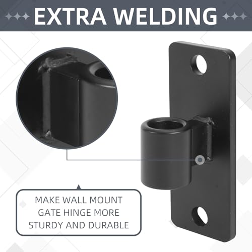 Gate Hinges, 4 Pack Steel Wall Mount Gate Hinge Fit 5/8'' Pin Fence Post Hinge, Heavy Duty Gate Hinges for Wooden or Concrete Farm Gate and Fence Gate(Screws Included) - color: Black-4 Packs