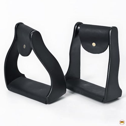 HILASON Aluminum Western Horse Stirrups 3 in Neck - color: Black