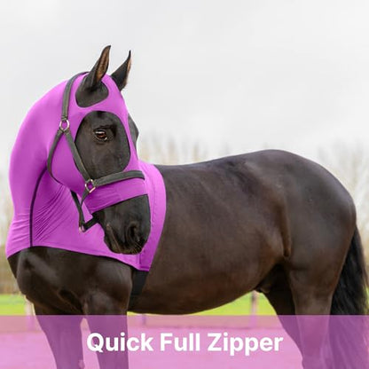 Resistance Horse Hood Slinky Lycra Zippered Mane Braid Shoulder Guard - Horse Sleazy Slickers Care Sheet