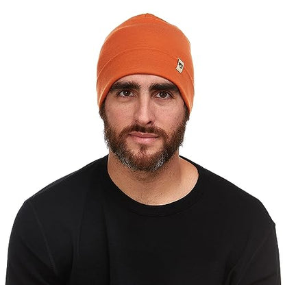 100% Merino Wool Cuff Beanie - Mens & Womens Warm Winter Hat - Watch Cap - Toque - Novelty Beanie - One Size Fits Most - color: Burnt Orange