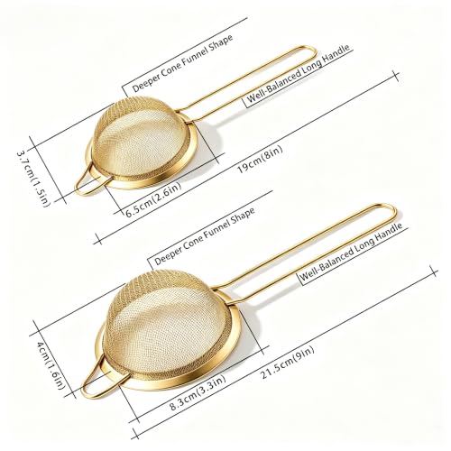 2 Pack Fine Mesh Strainers, Stainless Steel Sieve with Handle for Kitchen