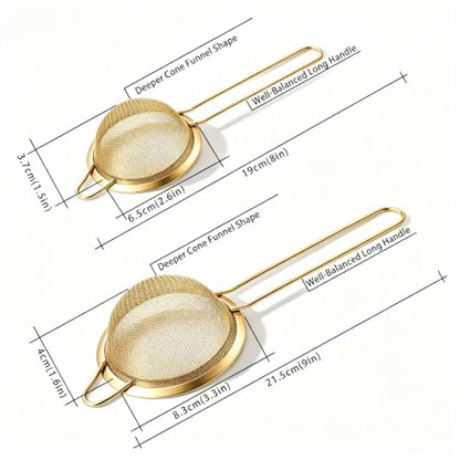2 Pack Fine Mesh Strainers, Stainless Steel Sieve with Handle for Kitchen