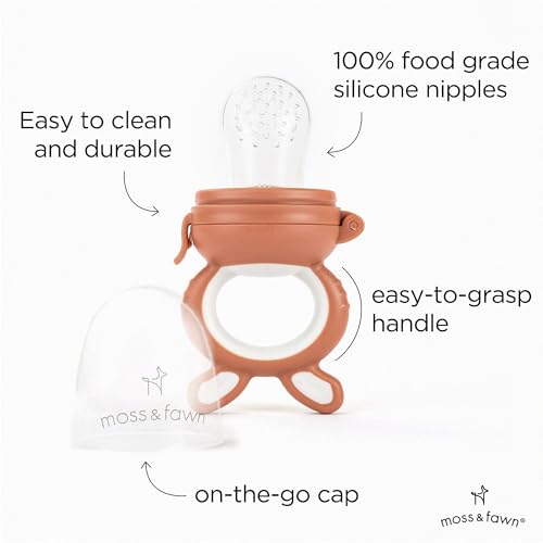 Moss and Fawn Forage Feeder - Silicone Baby Fruit Feeder - Terracotta | Frozen Breast Milk Popsicle Teether & Pacifier, BPA, PVC & Phthalate-Free - color: Terracotta