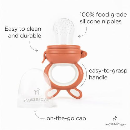 Moss and Fawn Forage Feeder - Silicone Baby Fruit Feeder - Terracotta | Frozen Breast Milk Popsicle Teether & Pacifier, BPA, PVC & Phthalate-Free - color: Terracotta
