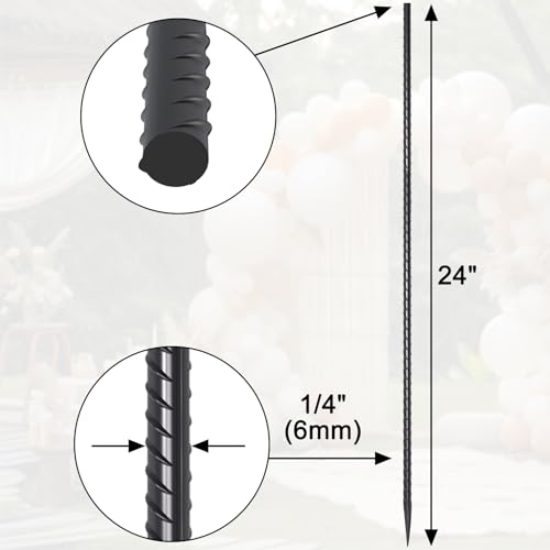 Rebar Stakes 24 Inch Straight Metal Spikes (40pcs) Ground Anchors - size: 24"-Φ1/4"-40pcs