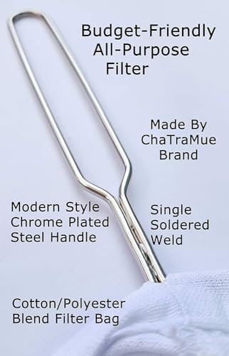 ChaTraMue Thai Tea Filter Reusable Stainless Steel Strainer, Cloth Tea Muslin, Large Size (5.3 Inches)