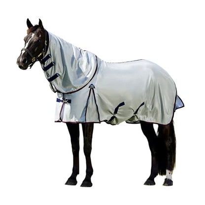 WeatherBeeta ComFiTec Airflow Fly Sheet Detach-A-Neck, Grey/Navy/Burgundy, 78" - size: 78"