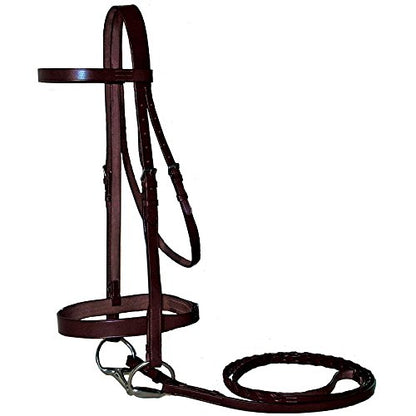 Classic Flat Leather English Hunt Bridle with 3/4" Wide Laced Reins, Stainless Steel Hardware, Heavy Duty. - color: Havana