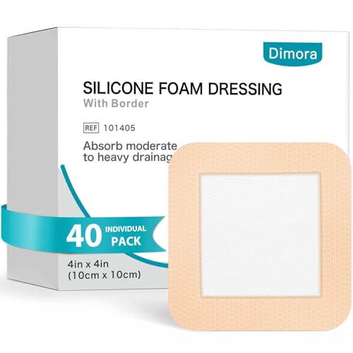 Dimora Silicone Foam Dressing 4"x4" for Wound Care Bed Sore Patches 40 Pack - size: 4" x 4" (40 PCS)