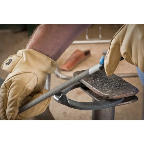 Pferd 8" Half-Round Hand File with Handle, American Pattern, Smooth Cut, Fine, 3/4" Width, 7/32" Thickness - Part 11025P