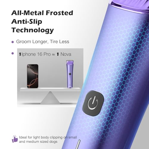 Professional Dog Grooming Clipper with 5-in-1 Replacement Blade - color: Purple
