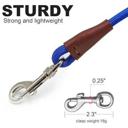 Small Dog Leash 1/4" by 6/8/10FT Lightweight Strong Rope Leash - color: dark blue, size: 1/4" x 6'