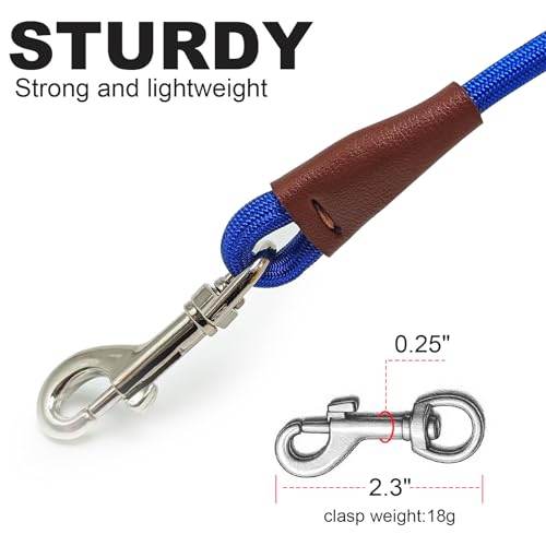 Small Dog Leash 1/4" by 6/8/10FT Lightweight Strong Rope Leash - color: dark blue, size: 1/4" x 8'