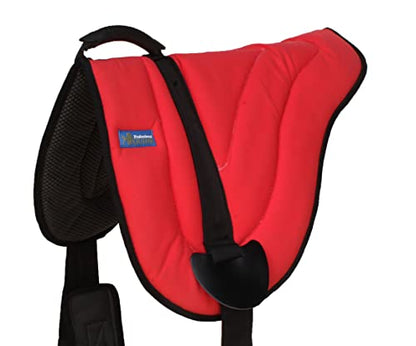 CHALLENGER Western Lightweight Neoprene Padded Bareback Saddle Pad with Stirrups & Cinch – Contoured Synthetic Suede Top, Non-Slip Neoprene Bottom – 23" x 30" - color: Red