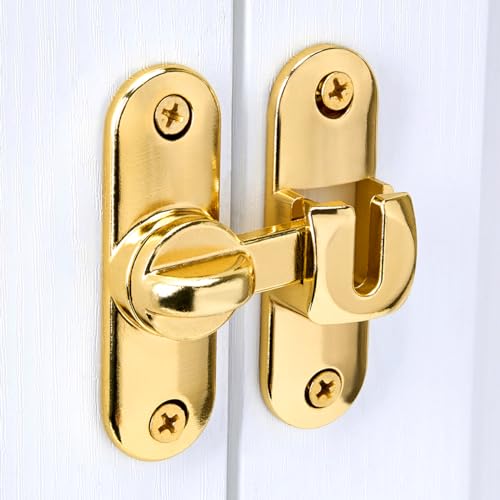 Gold 90/180 Degree Barn Door Latches,Flip Gate Lock - color: Gold