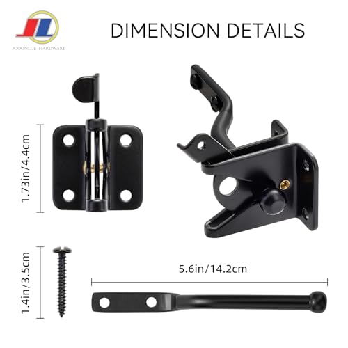 Gravity Gate Latch, Self-Locking Fence Latch, Black - size: Lightweight door
