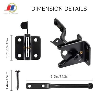 Gravity Gate Latch, Self-Locking Fence Latch, Black - size: Lightweight door