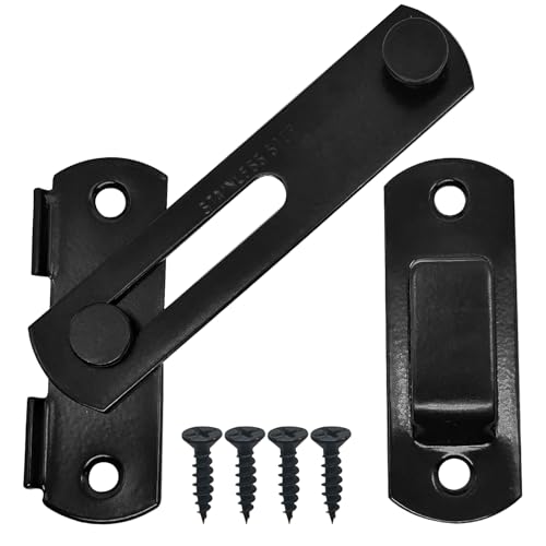 2 Set 4" Gate Latches Safety Door Lock for Barn Door, Stainless Steel Farm Flip Gate Latch,Black - size: Black - 4"