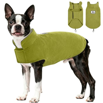 DENTRUN Reversible Dog Winter Coat, Windproof Polar Fleece Reflective Vest - color: Green, size: Medium