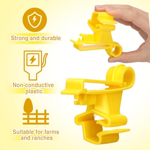 Chunful 100 Pcs T-Post Poly Tape Insulator Large Snap T-Post Holding Electric Fence Insulator for Farm Fence (Yellow) - color: Yellow