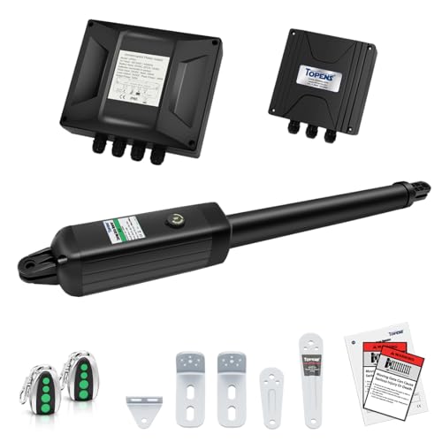 TOPENS A5131 Single Swing Gate Opener Medium Duty Automatic Gate Motor for Single Swing Gates Up to 16ft, Electric Driveway Gate Operator AC Powered with Remote Control Kit Solar Compatible - size: 550lbs