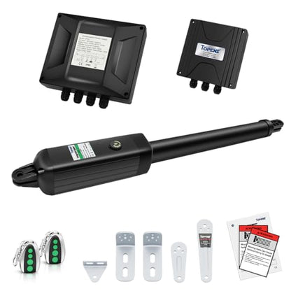 TOPENS A5131 Single Swing Gate Opener Medium Duty Automatic Gate Motor for Single Swing Gates Up to 16ft, Electric Driveway Gate Operator AC Powered with Remote Control Kit Solar Compatible - size: 550lbs