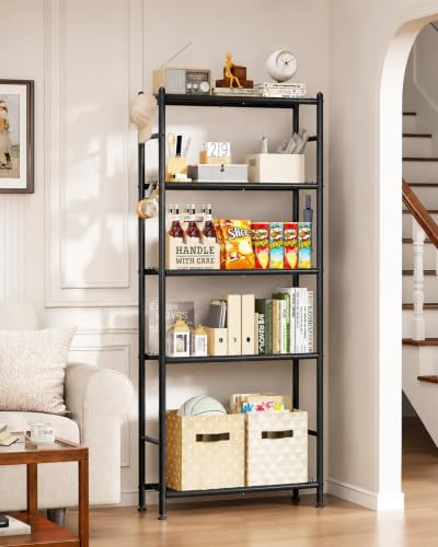 APEXCHASER Metal Storage Shelves 5-Tier, Wire Shelving Unit for Kitchen | Sturdy Metal Wire Frame with Side Hooks, Open Wire Design for Pantry Garage - size: 5-Tier