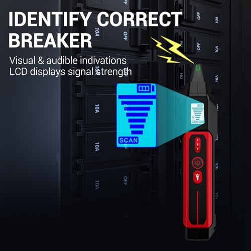 NOYAFA NF-824 Circuit Breaker Finder with LCD Display & GFCI Outlet Tester | Rechargeable NCV AC Electric Tester Circuit Tracer Tool with Flashlight & Adjustable Sensitivity