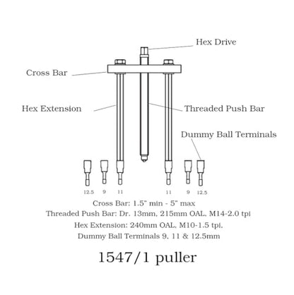 Beta 1547 /C6 Universal Ball Bearing Extractor Set | Professional Puller Kit for Removing Bearings, Bushings & Sleeves in Automotive, Industrial, and Mechanical Service