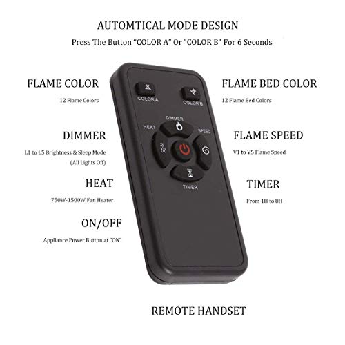 R.W.FLAME 36 inch Recessed and Wall Mounted Electric Fireplace, Ultra Thin ad Low Noise, Fit for 2 x 4 and 2 x 6 Stud, Remote Control with Timer,Touch Screen,Adjustable Flame Color and Speed - size: 36"