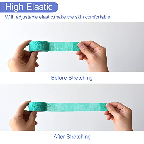 1 Inch Self Adhesive Bandage Wrap, 9 Pack, Middle Green - color: Middle Green, size: 1 Inch