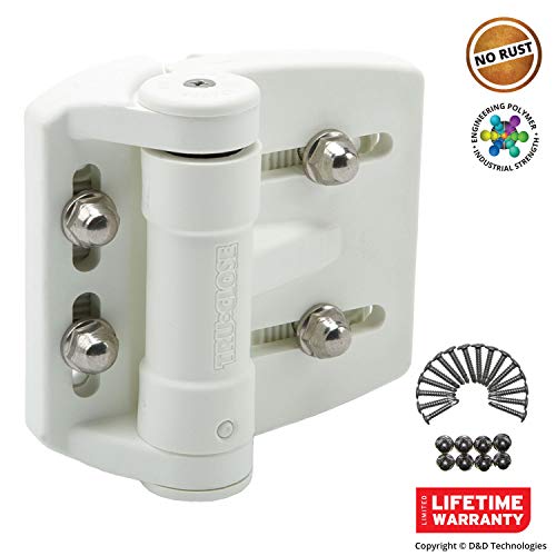 D&D TCAMA2WT TruClose Mult-Adjust Gate Hinge Square Gates 2" Gate Gap 2 pcs | 3-way adjustable gate hinge, 2" gate gap, self-closes square post metal, wood, vinyl gates up to 55 lb, White, with 2 hinges - color: White, size: For Square Posts, Gate Gap up