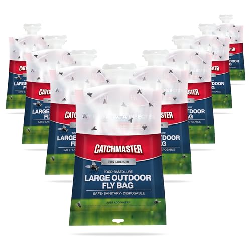 Catchmaster Disposable Outdoor Fly Trap, 8 Hanging Bags with Bait