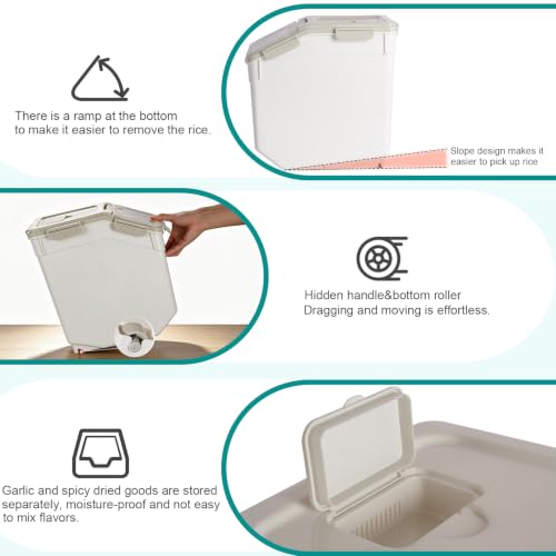 Saim 6Pack 50lb Flour & Rice Storage Container Bin, Grey - color: 6Pack 50lbs Grey