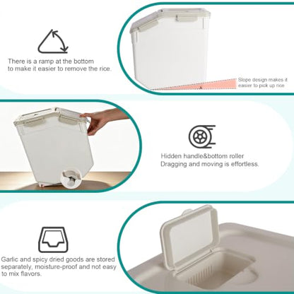 Saim 6Pack 50lb Flour & Rice Storage Container Bin, Grey - color: 6Pack 50lbs Grey