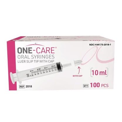 ONE-CARE Oral Syringe, 10 mL, Slip Tip, with Cap, 100 Count - size: 10 ml Black Scale