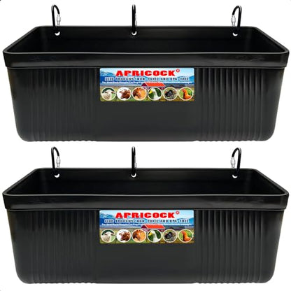 Large Feed Trough and Goat Feeder - 2 Pack Hanging Feeder with Clips, Waterer Bucket, Fence Feed Trough, Goat Supplies, 10 Quart - color: Black