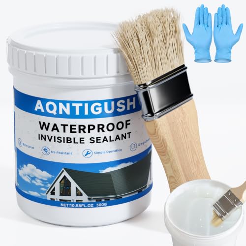 Transparent Waterproof Sealant 10.5oz, Clear Invisible Coating | 300g Water-based acrylic sealer, Bonds to roofs, walls, bathrooms, concrete & wood, UV-resistant & flexible, Easy to apply - size: 10.5 oz