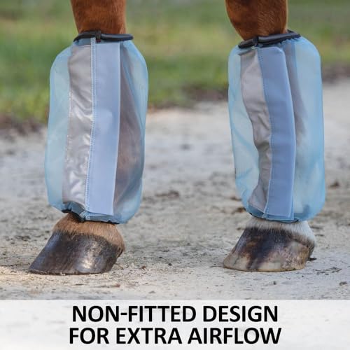 Schneiders Mosquito Mesh II Non-Fitted Pony Fly Boots | Set of 4 | Enhanced Leg Protection & Airflow | Reflective Safety Design | Color Gray