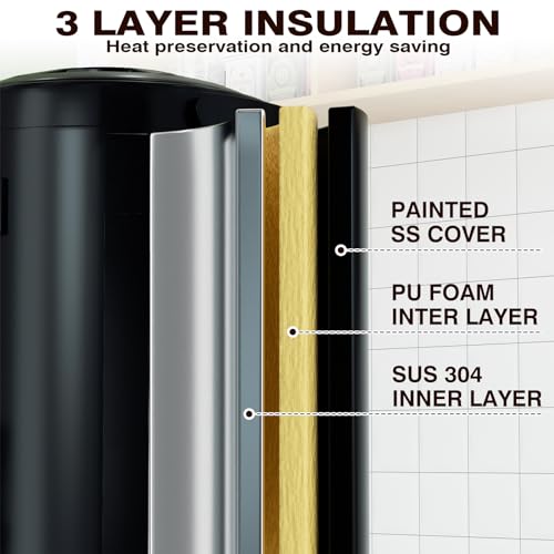Insulated Beverage Dispenser with Heating Drink Dispenser, Electric Heating Beverage Dispenser-75 Cup Hot&Cold water Urn, Hot Drink Beverage-Stainless Steel Hot Drink Dispenser 12 L/3.2 Gallon