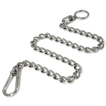 Dog Chain Leash 304 Stainless Steel - Heavy Duty Metal Short Lead with Extension & Coupler (20in x 2.5mm) - size: 304 S/S 20in x 2.5mm