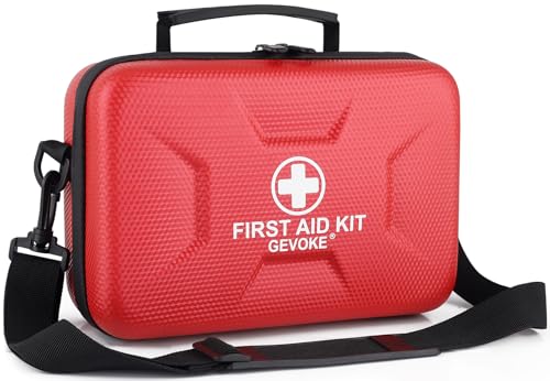 Gevoke 410 Piece Waterproof Hard Shell First Aid Kit, Red | For Home, Car, Travel, Camping, Truck, Hiking, Sports, Office, Vehicle & Outdoor, Emergency Medical Kits - color: Red