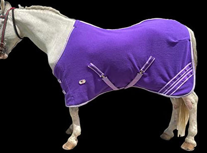 Majestic Ally Anti Pill Fleece Horse Blanket /Sheet with Silver Braided Rope (Purple, 74) - color: Purple, size: 74