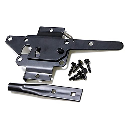 Heavy Duty Self-Locking Post Mount Automatic Gravity Lever Gate Latch for Wooden Fence with Fasteners - Black Finishing Steel Gate Latch to Secure Pool/Yard/Garden