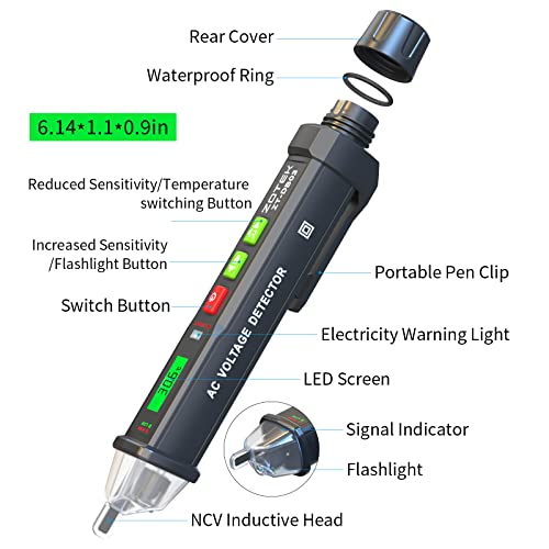 ZOYI ZT-DB03 AC Voltage Detector-5 Sensitivity Gears-Dual-Range 12V-1000V/48V-1000V, Non-Contact Voltage Tester Pen with Break-Point Testing,Flashlight, Electrical Tester for Home,Electricians&DIY