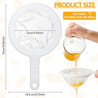 Zopeal 2 Pcs Ultra Fine Mesh Plastic Strainer for Kefir Grain, 120/200 Mesh - size: 120/200 Mesh