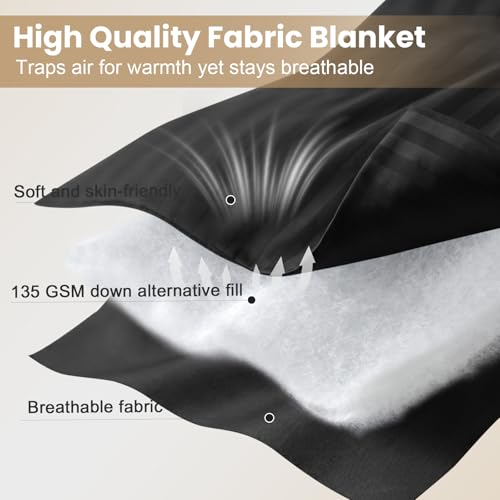 downluxe King Size Blanket with Satin Trim, Lightweight Down Alternative King Blanket for All Season, Machine Washable (Black, 108 x 90 Inch) - color: Black, size: King