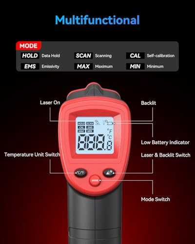 Wintact Infrared Thermometer, Digital Surface Temperature Gun -58℉ to 1094℉