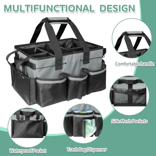 Boczif Cleaning Caddy Bag Wearable,Cleaning Caddy Supplies Organizer (Grey) | with Handle, Shoulder Straps & Detachable Divide, Cleaning Tool Organizers Tote Bag for Cleaners & Housekeepers - color: Grey